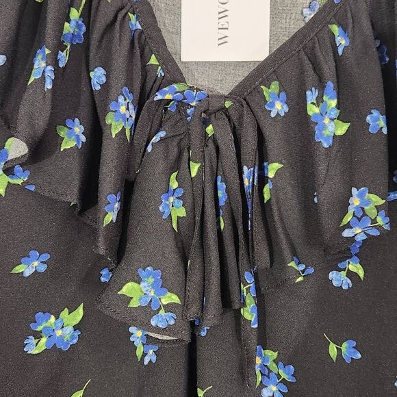 WeWoreWhat Black Floral Cropped Blouse NWT Size Large Boho Floral Blouse - Picture 5 of 10